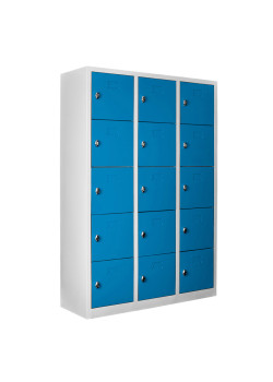 Metal  Ofis 15 Gözlü Öğretmen Öğrenci Dolabı Gri-Mavi