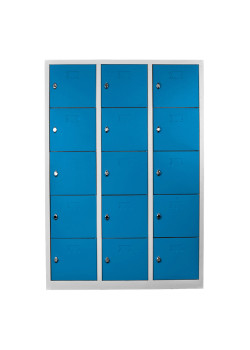 Metal  Ofis 15 Gözlü Öğretmen Öğrenci Dolabı Gri-Mavi