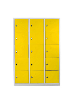 Metal  Ofis 15 Gözlü Öğretmen Öğrenci Dolabı Gri-Sarı