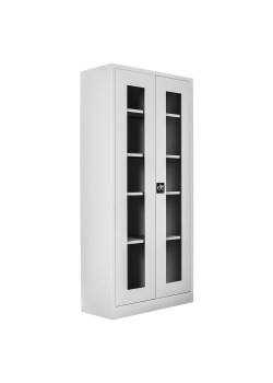 Metal  Ofis 198 lik Camlı Dosya Dolabı Gri