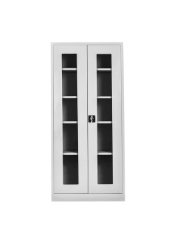 Metal  Ofis 198 lik Camlı Dosya Dolabı Gri