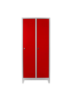 Metal  Ofis 2 li Eko Soyunma Dolabı Gri-Kırmızı