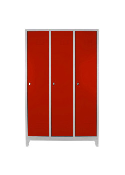 Metal  Ofis 3 lü Standart Soyunma Dolabı Gri-Kırmızı Metal  Ofis 3 lü Standart Soyunma Dolabı Gri-Kırmızı