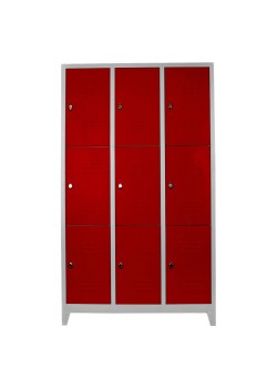 Metal  Ofis 9 lu Eko Soyunma Dolabı Gri-Kırmızı Metal  Ofis 9 lu Eko Soyunma Dolabı Gri-Kırmızı
