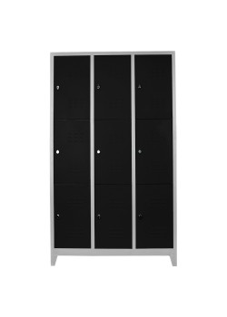 Metal  Ofis 9 lu Standart Soyunma Dolabı Gri-Siyah