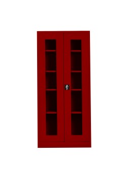 Metal  Ofis Camlı 198 lik Dosya Dolabı Kırmızı